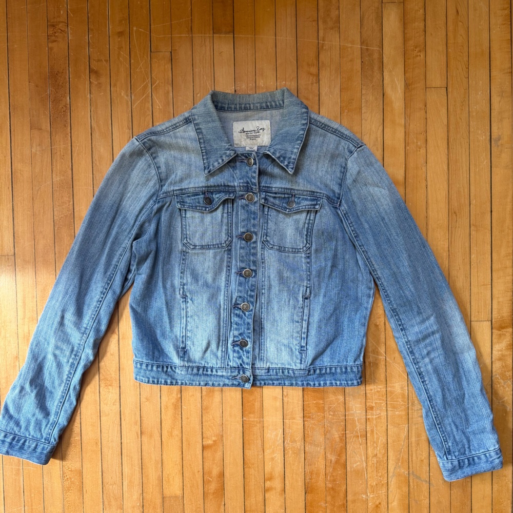 American Rag Womens Sz L Denim Blue Jean Jacket Long Sleeve